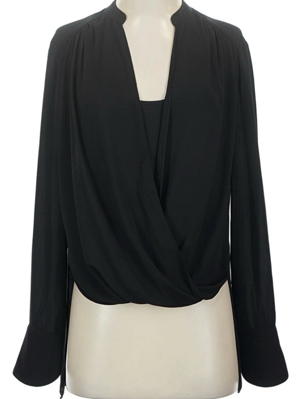 NWT BCBGMAXAZRIA Jaklyn Draped Front Blouse - Black - Size M - Picture 6 of 16